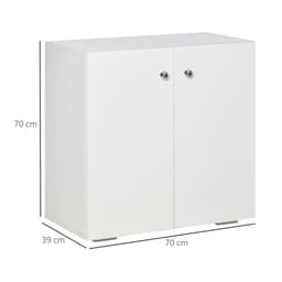 image-HOMCOM Freestanding Storage Cabinet w/ Two Shelves Wooden Sideboard - White