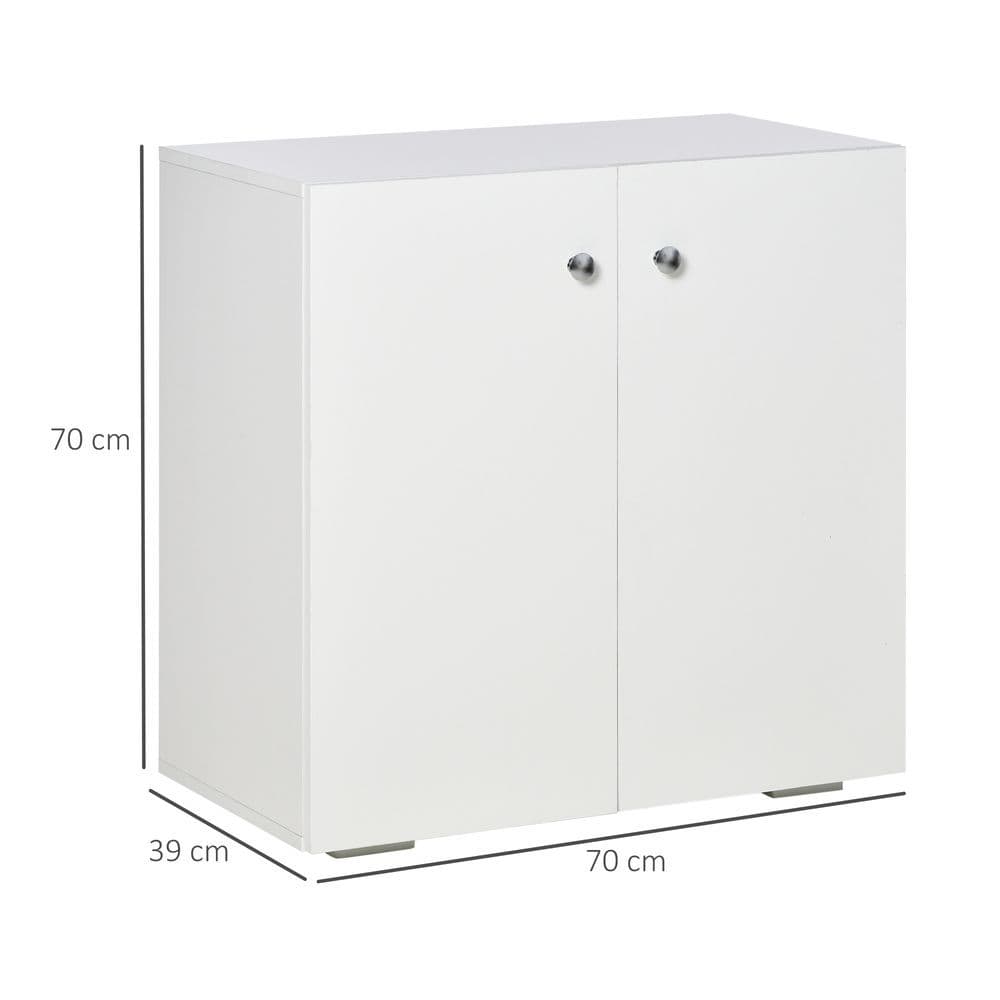image-HOMCOM Freestanding Storage Cabinet w/ Two Shelves Wooden Sideboard - White