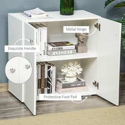 image-HOMCOM Freestanding Storage Cabinet w/ Two Shelves Wooden Sideboard - White