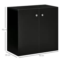image-HOMCOM Freestanding Storage Cabinet w/ Two Shelves Wooden Sideboard - Black