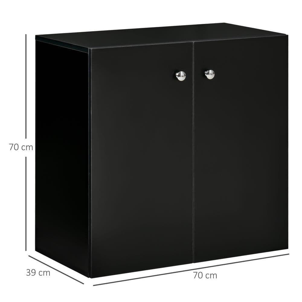 image-HOMCOM Freestanding Storage Cabinet w/ Two Shelves Wooden Sideboard - Black