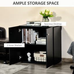 image-HOMCOM Freestanding Storage Cabinet w/ Two Shelves Wooden Sideboard - Black