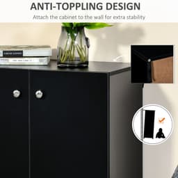 image-HOMCOM Freestanding Storage Cabinet w/ Two Shelves Wooden Sideboard - Black