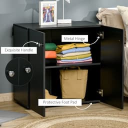 image-HOMCOM Freestanding Storage Cabinet w/ Two Shelves Wooden Sideboard - Black