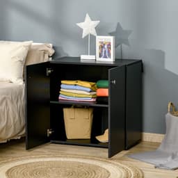 image-HOMCOM Freestanding Storage Cabinet w/ Two Shelves Wooden Sideboard - Black