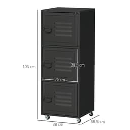 image-Rolling Storage Cabinet 3-Tier Mobile File Cabinet with Wheels Black