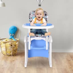 image-3-in-1 Convertible Baby High Chair Booster Seat w/ Removable Tray Blue