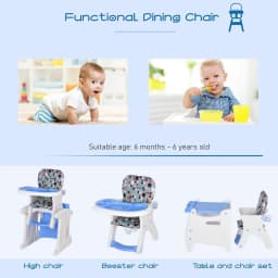 image-3-in-1 Convertible Baby High Chair Booster Seat w/ Removable Tray Blue