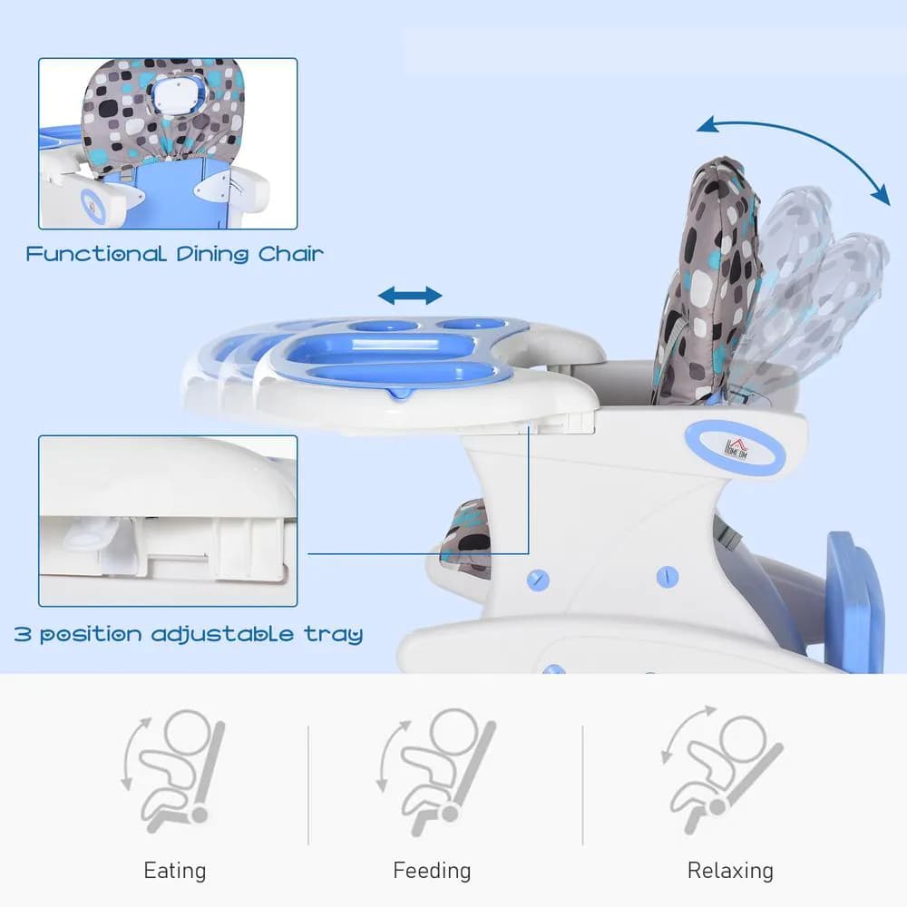 image-3-in-1 Convertible Baby High Chair Booster Seat w/ Removable Tray Blue
