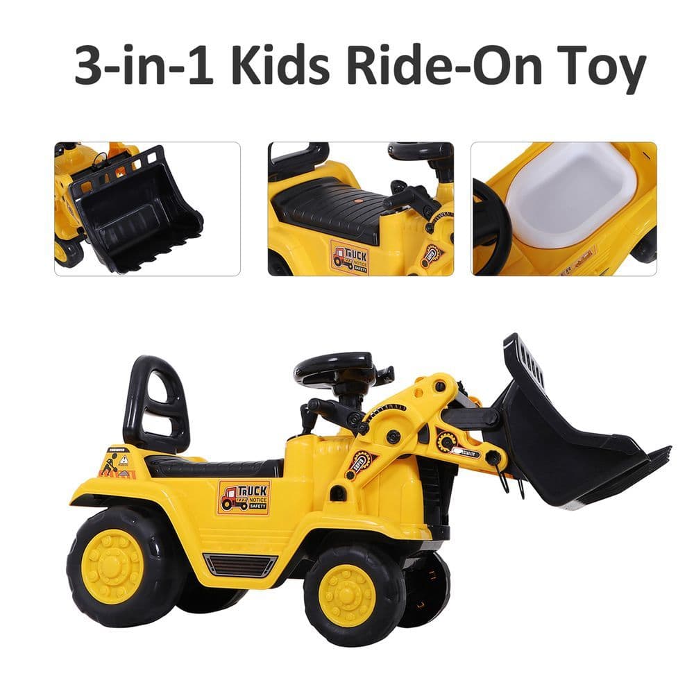 image-Ride-On Bulldozer Toddler Scooter Storage Cart Construction Truck
