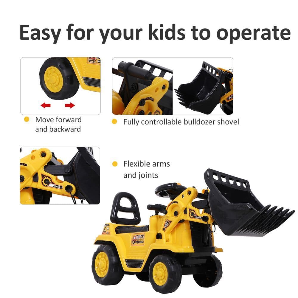 image-Ride-On Bulldozer Toddler Scooter Storage Cart Construction Truck