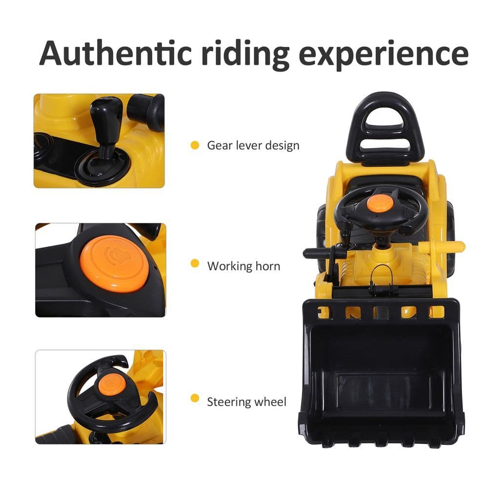 image-Ride-On Bulldozer Toddler Scooter Storage Cart Construction Truck