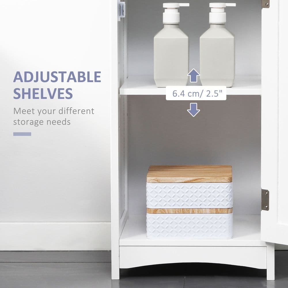image-kleankin Tall Bathroom Storage Cabinet, Slim Freestanding Linen Tower, White