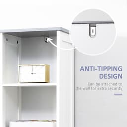 image-kleankin Tall Bathroom Storage Cabinet, Slim Freestanding Linen Tower, White