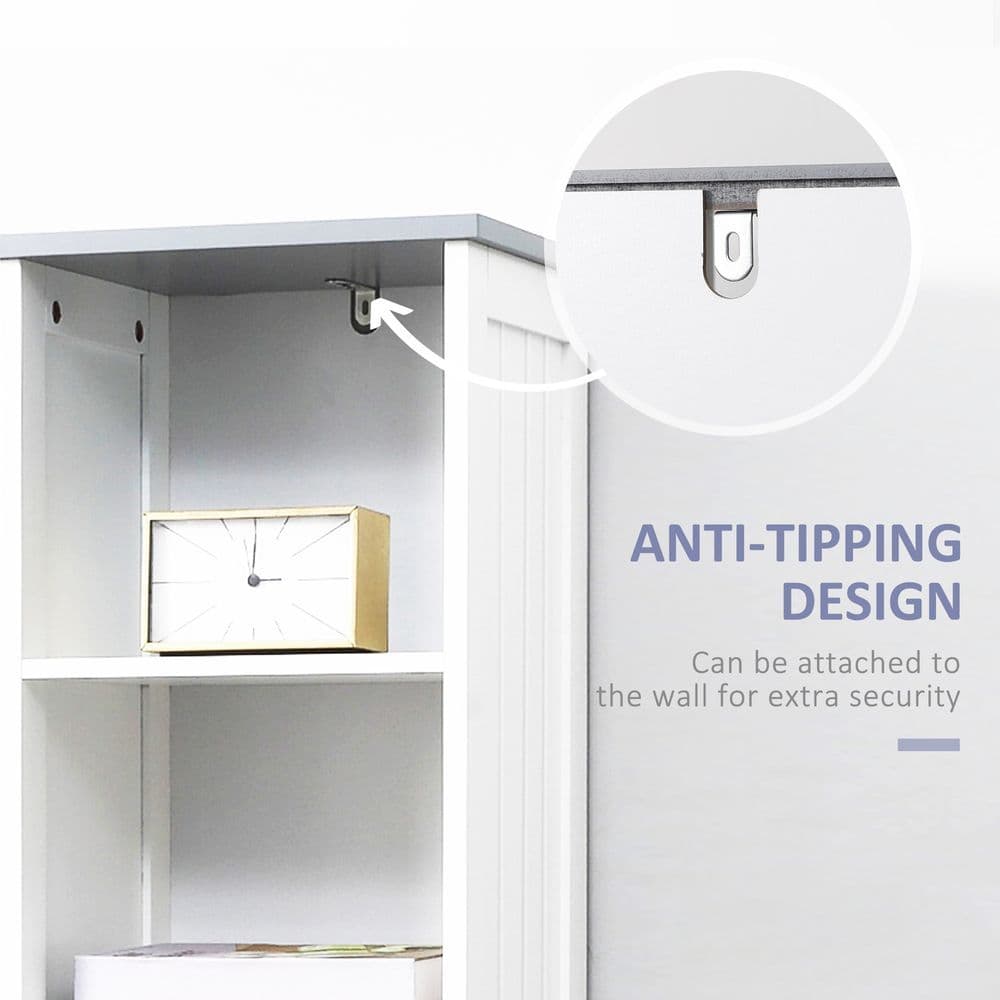 image-kleankin Tall Bathroom Storage Cabinet, Slim Freestanding Linen Tower, White