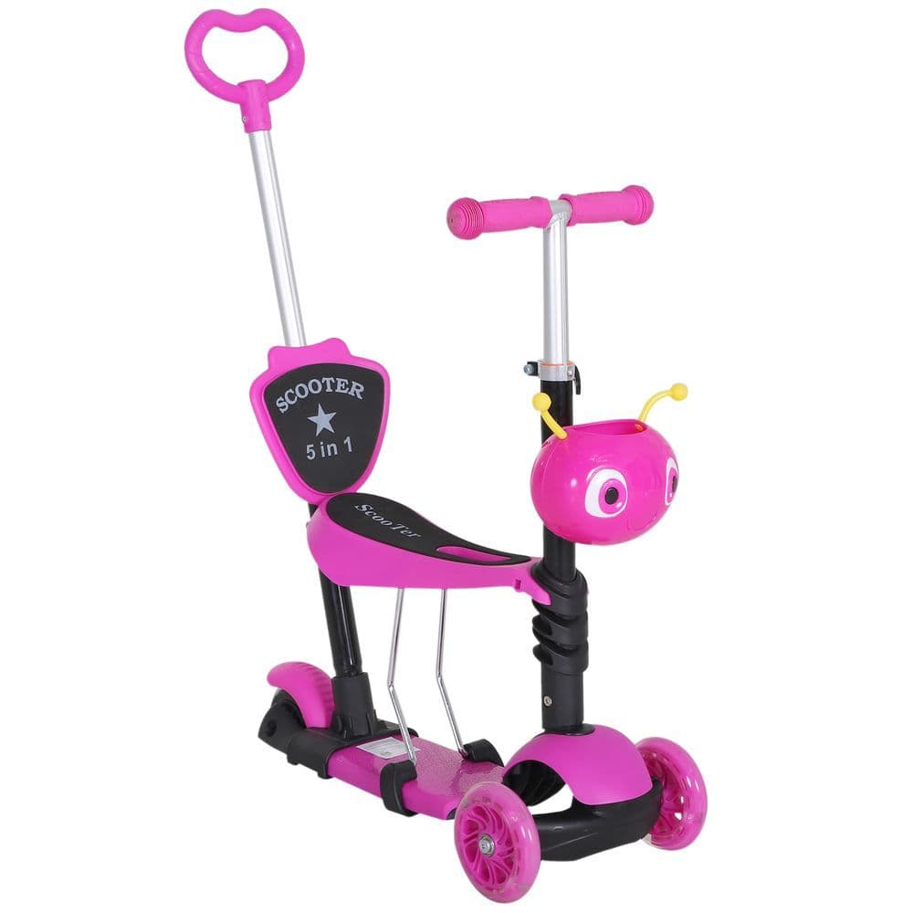 image-5-in-1 Kids Baby Toddler Kick Scooter Removable Seat Height Adjustable