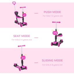 image-5-in-1 Kids Baby Toddler Kick Scooter Removable Seat Height Adjustable