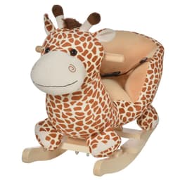 image-Baby Rocking Horse Kids Ride on Giraffe Plush Toy W/ 32 Song Seat Belt
