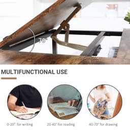 image-Tiltable Drafting Table Home Office Computer Desk Shelf, Rustic Brown