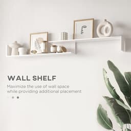image-HOMCOM TV Cabinet Unit w/ Wall-Mounted Shelf, Open Shelves White and Grey