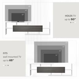 image-HOMCOM TV Cabinet Unit w/ Wall-Mounted Shelf, Open Shelves White and Grey