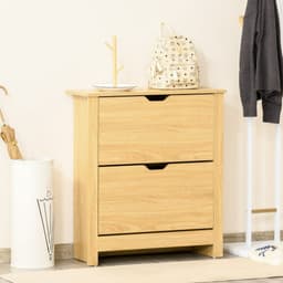 image-12-Shoe Storage Cabinet 4 Shelves 2 Drawers Tabletop 4 Legs Brown