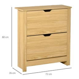 image-12-Shoe Storage Cabinet 4 Shelves 2 Drawers Tabletop 4 Legs Brown