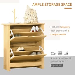 image-12-Shoe Storage Cabinet 4 Shelves 2 Drawers Tabletop 4 Legs Brown