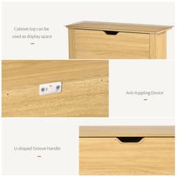 image-12-Shoe Storage Cabinet 4 Shelves 2 Drawers Tabletop 4 Legs Brown