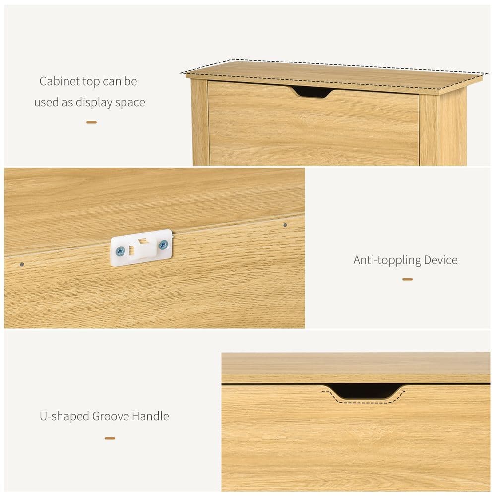 image-12-Shoe Storage Cabinet 4 Shelves 2 Drawers Tabletop 4 Legs Brown