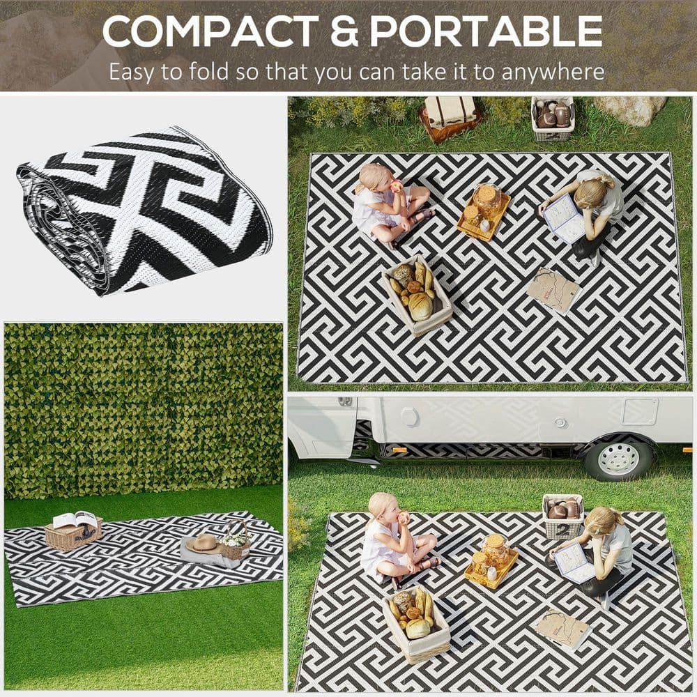 image-121x182cm Reversible Outdoor Rug Portable Plastic Straw RV Outsunny