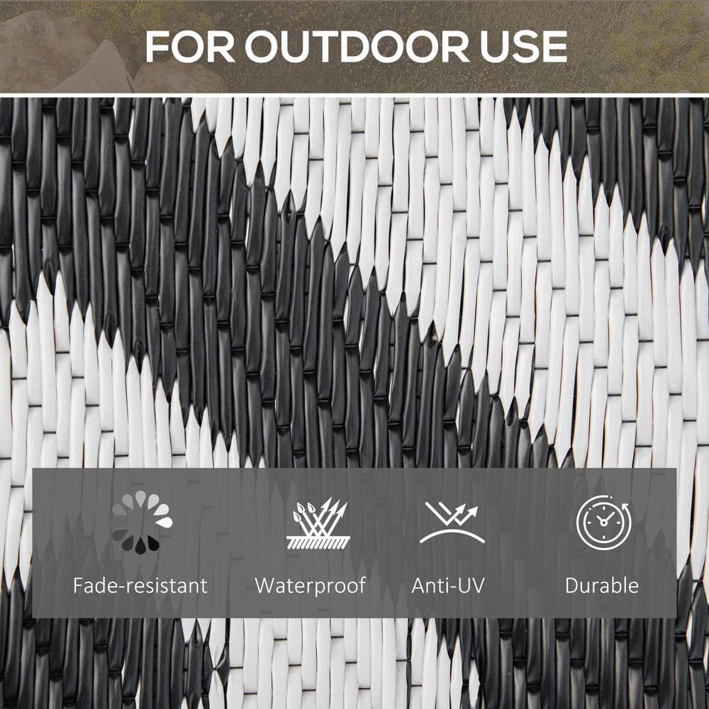 image-121x182cm Reversible Outdoor Rug Portable Plastic Straw RV Outsunny