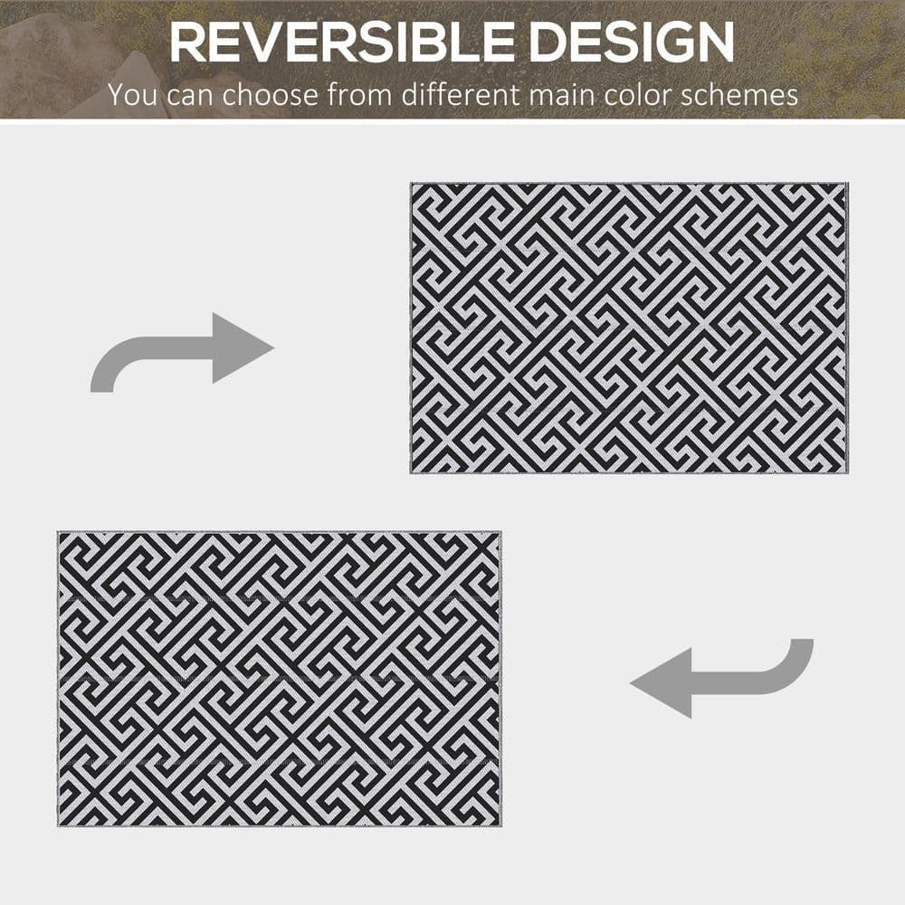 image-121x182cm Reversible Outdoor Rug Portable Plastic Straw RV Outsunny