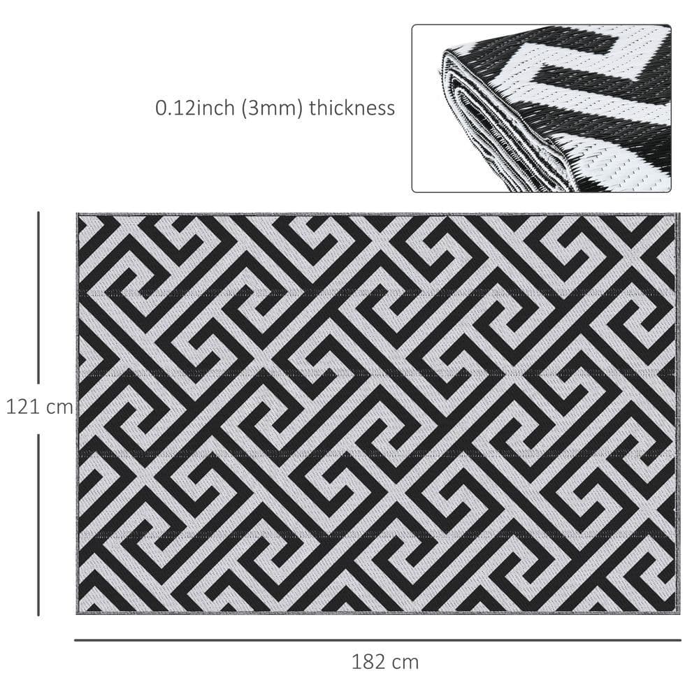 image-121x182cm Reversible Outdoor Rug Portable Plastic Straw RV Outsunny