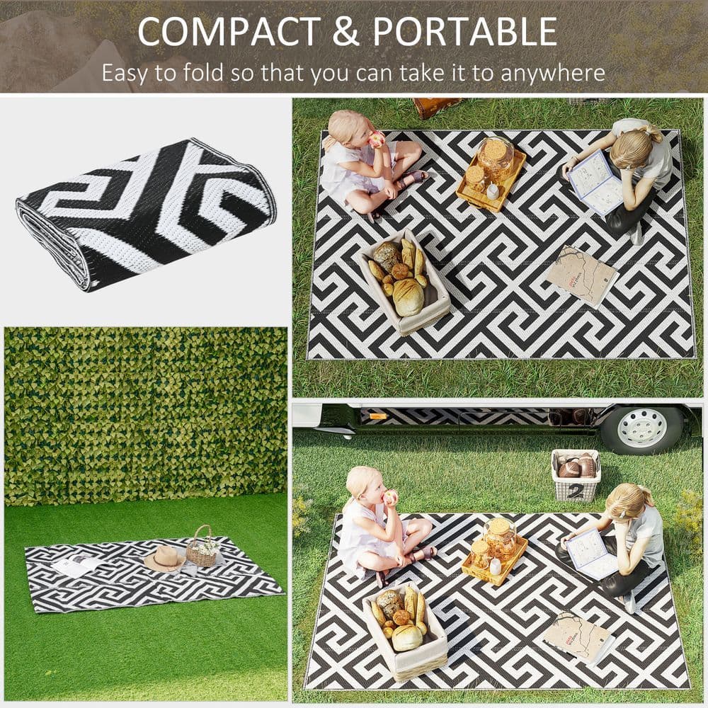 image-121x182cm Reversible Outdoor Rug Portable Plastic Straw RV Outsunny