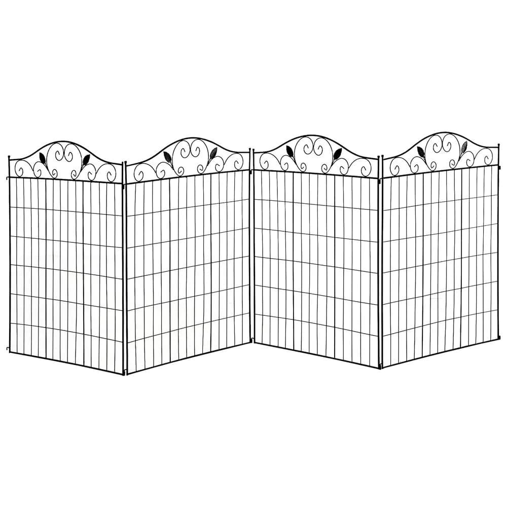 image-Garden Decorative Fence 4 Panels 44in x 12ft Steel Wire Border Edging Outsunny