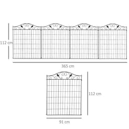 image-Garden Decorative Fence 4 Panels 44in x 12ft Steel Wire Border Edging Outsunny