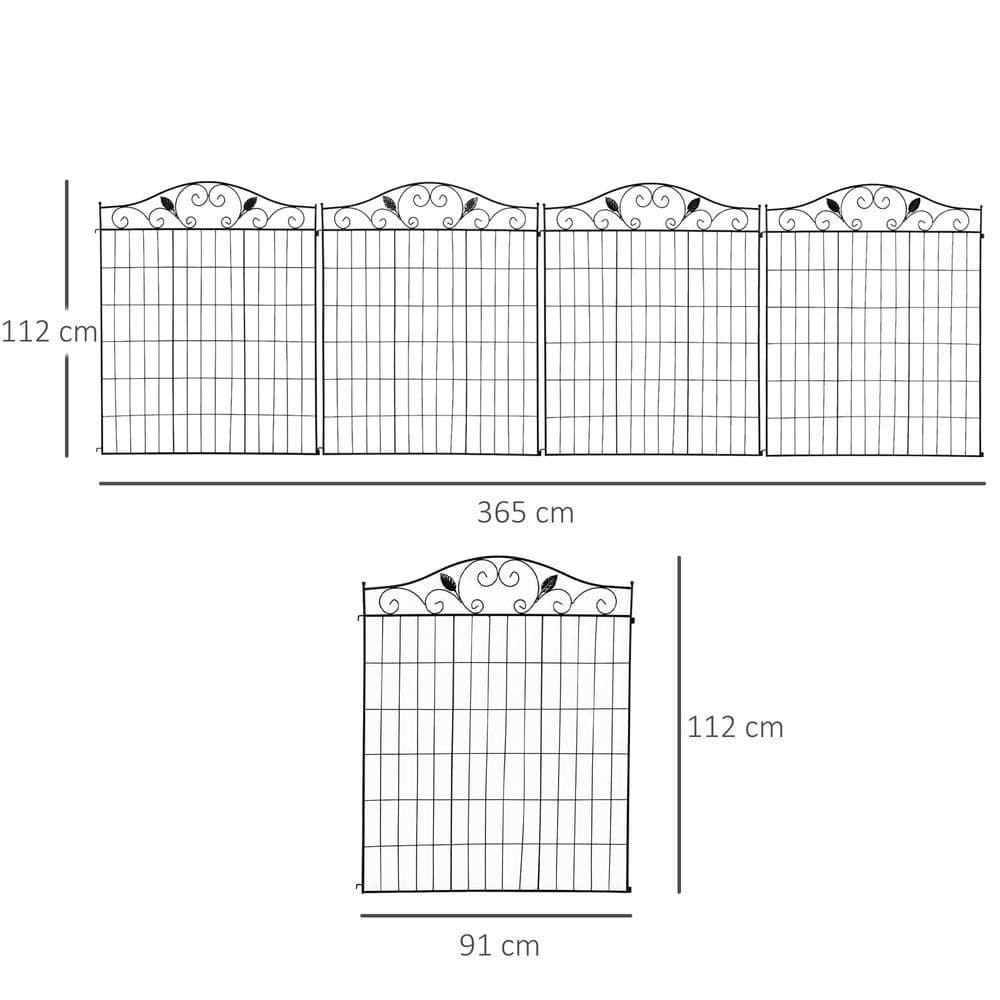 image-Garden Decorative Fence 4 Panels 44in x 12ft Steel Wire Border Edging Outsunny