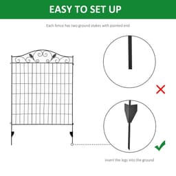 image-Garden Decorative Fence 4 Panels 44in x 12ft Steel Wire Border Edging Outsunny