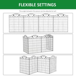 image-Garden Decorative Fence 4 Panels 44in x 12ft Steel Wire Border Edging Outsunny