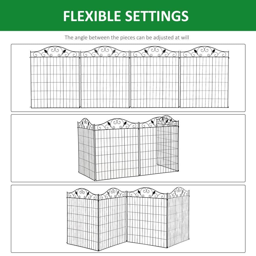 image-Garden Decorative Fence 4 Panels 44in x 12ft Steel Wire Border Edging Outsunny