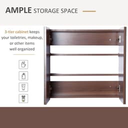 image-kleankin 63Wx60H cm Double Door Wall-Mount Bathroom Mirrored Cabinet Medicine