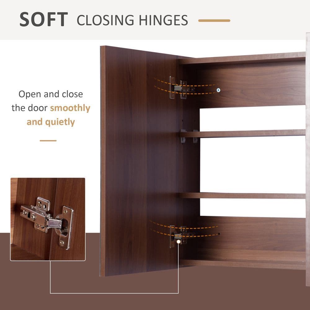 image-kleankin 63Wx60H cm Double Door Wall-Mount Bathroom Mirrored Cabinet Medicine