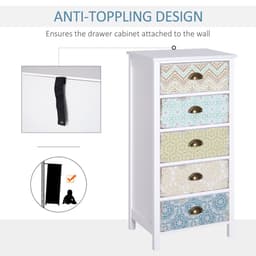 image-Storage Chest Unit Dresser 5 Drawer Retro Style Wood White Entryway