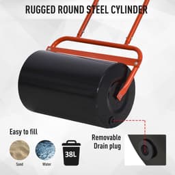 image-Combination Push/Tow Lawn Roller Filled w/ 38L Sand or Water Garden Outsunny
