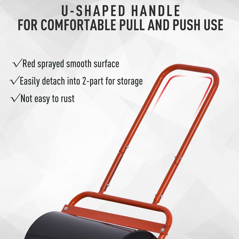 image-Combination Push/Tow Lawn Roller Filled w/ 38L Sand or Water Garden Outsunny