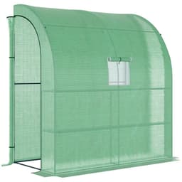 image-Walk-In Lean to Wall Greenhouse Window&Door 200Lx 100W x 215Hcm Green Outsunny
