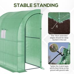 image-Walk-In Lean to Wall Greenhouse Window&Door 200Lx 100W x 215Hcm Green Outsunny