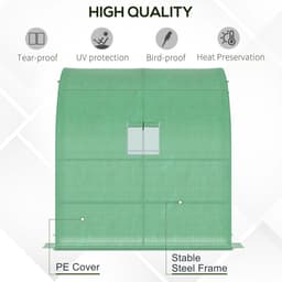image-Walk-In Lean to Wall Greenhouse Window&Door 200Lx 100W x 215Hcm Green Outsunny