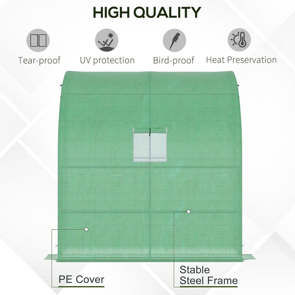 image-Walk-In Lean to Wall Greenhouse Window&Door 200Lx 100W x 215Hcm Green Outsunny